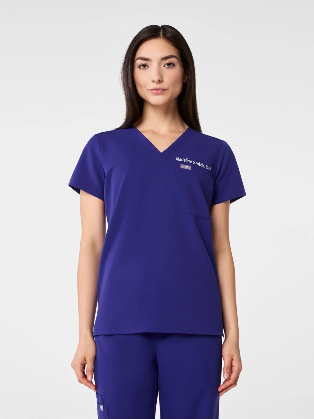 Figs Catarina Women's V-Neck Top in Deep Royal Blue XXS